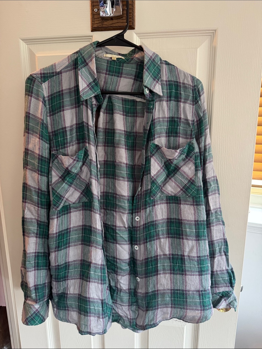 Green Plaid Button-Up Shirt